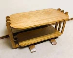 Mid Century Modern Waterfall Side Table Oak Finish