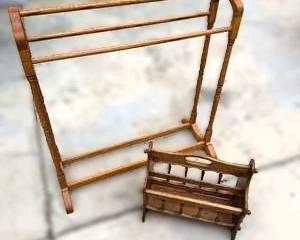 Wooden Quilt Rack & Wall Shelf Set