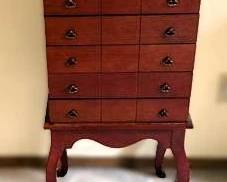 Cherry Finish Silverware Cabinet on Queen Anne Legs