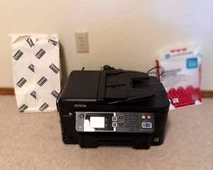 Epson WorkForce All-in-One Wireless Printer Scanner Copier Fax w/ Paper & Photo Paper