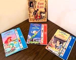 Disney Storybook Collection Lot – Fairy Tales Book with Little Mermaid, Peter Pan & Snow White Read-Along Sets