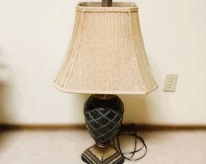Traditional Table Lamp with Decorative Ceramic Base & Pleated Shade
