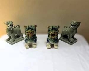 Collection of Asian Guardian Lion & Foo Dog Figurines – Glazed Ceramic Temple Lions