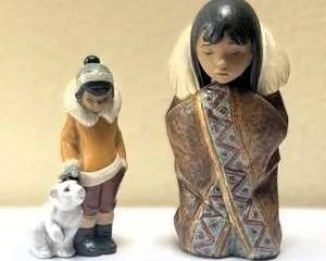 Pair of Lladró Porcelain Inuit/Eskimo Figurines