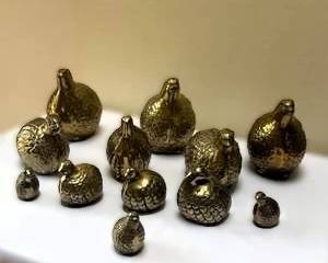 Brass Quail Figurines Collection Assorted Sizes