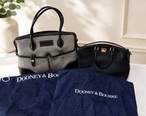 Dooney & Bourke Gray Pebble Grain Satchel & Black Satchel w/Dust Covers