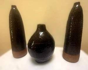 Vintage Cerâmicas Covilhã Portugal Pottery Vase Set