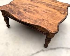 Traditional Wood Coffee Table with Serpentine Top