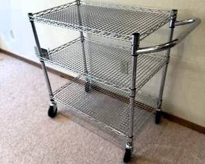 Durable Chrome Wire Utility Cart on Casters
