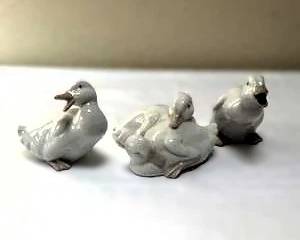 NAO by Lladro White Duck & Goose Porcelain Figurines Trio Collection