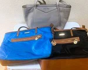 Michael Kors Handbags – Gray Leather Tote, Blue Tote & Black/Brown Tote w/2 Dust covers