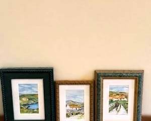 3 Signed framed Irish countryside watercolor scenes by Pat Flavell - Art