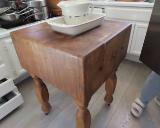 Kitchen butcher block.