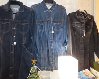 Three denim shirt/jackets/dresses.