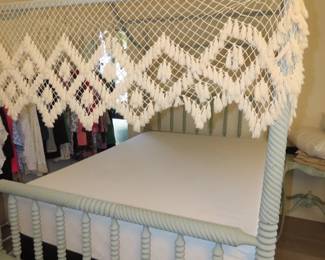 Shabby chic full size canopy bed.
