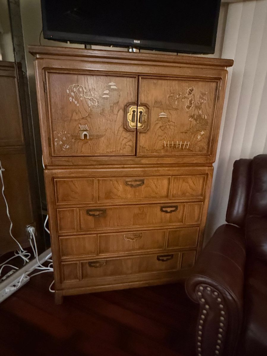 Vintage Drexel Heritage Chinoiserie Armoire Dresser