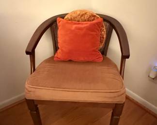 Vintage Mid-Century Barrel Back Cane Chair