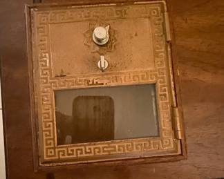 Vintage Post Office Box Bank with Greek Key Motif