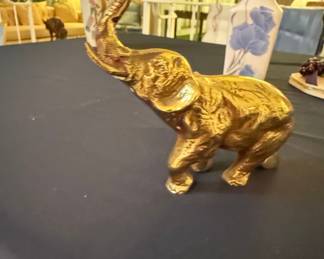 Vintage Brass Elephant Figurine, Trunk Up