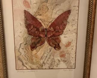 Phyllis Knight "Butterfly Composition II" Framed Mixed Media Art