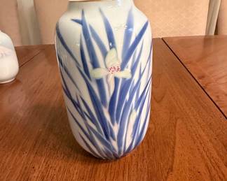 Fukagawa Porcelain Vase with Iris Motif