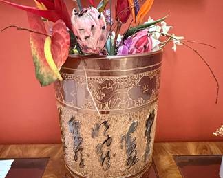 Chinese Export Ceramic Vase with Relief Carvings