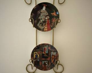 Vintage Chokin Art Plates with Asian Motifs