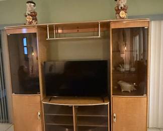 Mid-Century Modern Entertainment Center with Display Cabinets