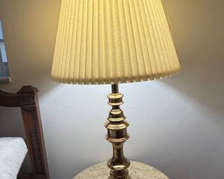 Vintage Stiffel Brass Table Lamp with Pleated Shade