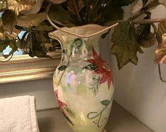 Vintage Lefton Hand-Painted Poinsettia Vase