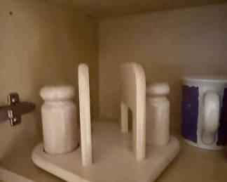 Wooden Napkin Holder and Salt and Pepper Shakers Set