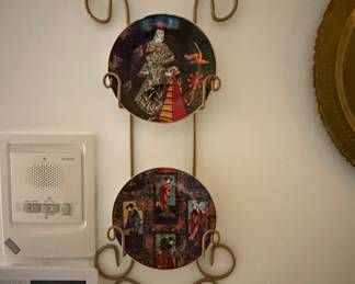 Vintage Chokin Art Plates with Asian Motifs