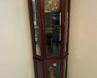 Lighted Corner Curio Cabinet with Glass Doors