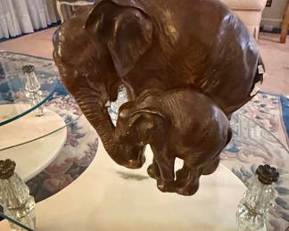 Bronze Elephant Family Sculpture