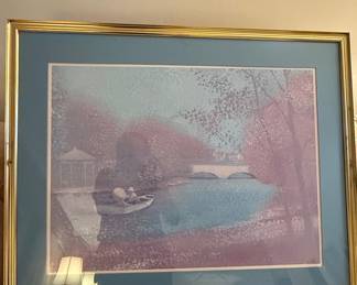 Landscape Print with Boat and Gazebo