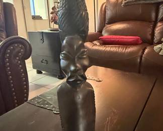 Pair of African Tribal Art Ebony Wood Carved Figurine