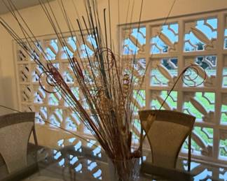 Crystal Vase with Dried Floral Arrangement