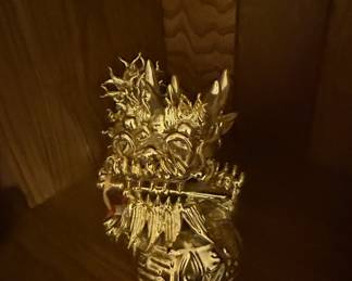 Gilt Bronze Dragon Foo Dog Statue