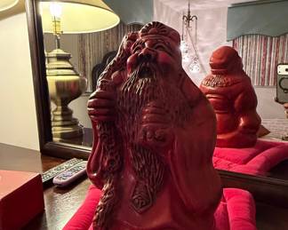 Red Ceramic Figurine of Shou Xing, God of Longevity