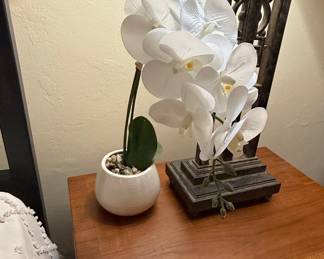 Artificial White Orchid Plant in White Pot