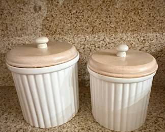 Ceramic Canisters with Wooden Lids