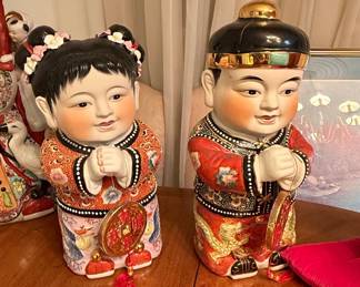 Chinese Jintong and Yunu (Golden Boy and Jade Girl) Figurines