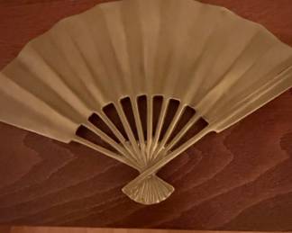 Vintage Solid Brass Oriental Style Hand Fan Wall Decor