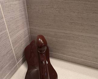 Ceramic Swan Figurine - Dark Brown, Stylized
