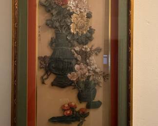 Vintage Chokin Art - Floral Arrangement in Vases
