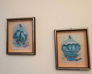 Framed Relief Art of Frogs in a Bathtub