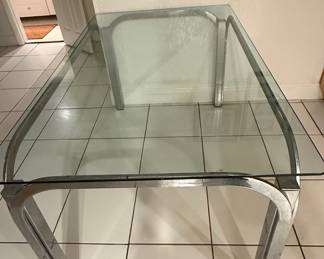 Mid-Century Modern Chrome and Smoked Glass Dining Table