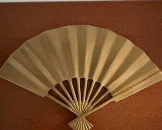 Vintage Brass Oriental Style Hand Fan Wall Decor
