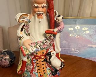 Chinese Porcelain Statue of Shou Xing, God of Longevity
