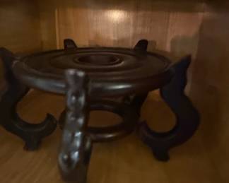 Vintage Carved Wooden Fishbowl Stand